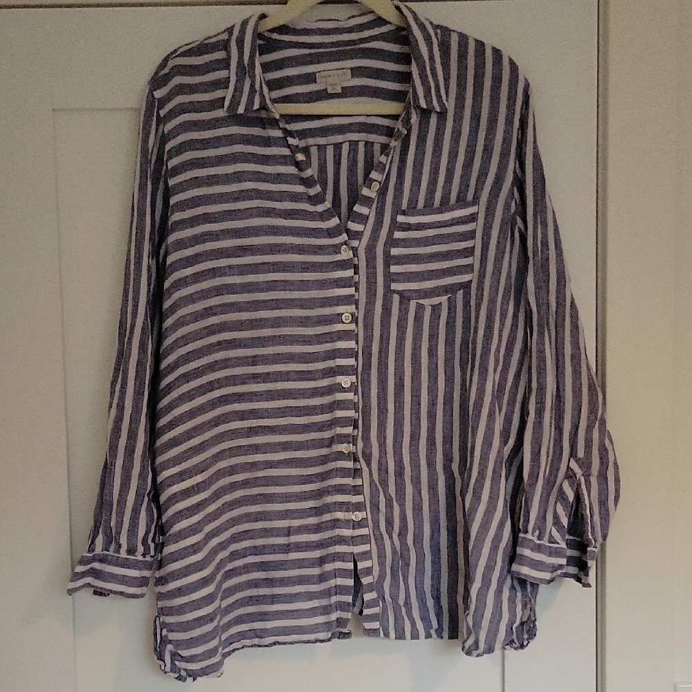 J. Jill Striped Linen Shirt